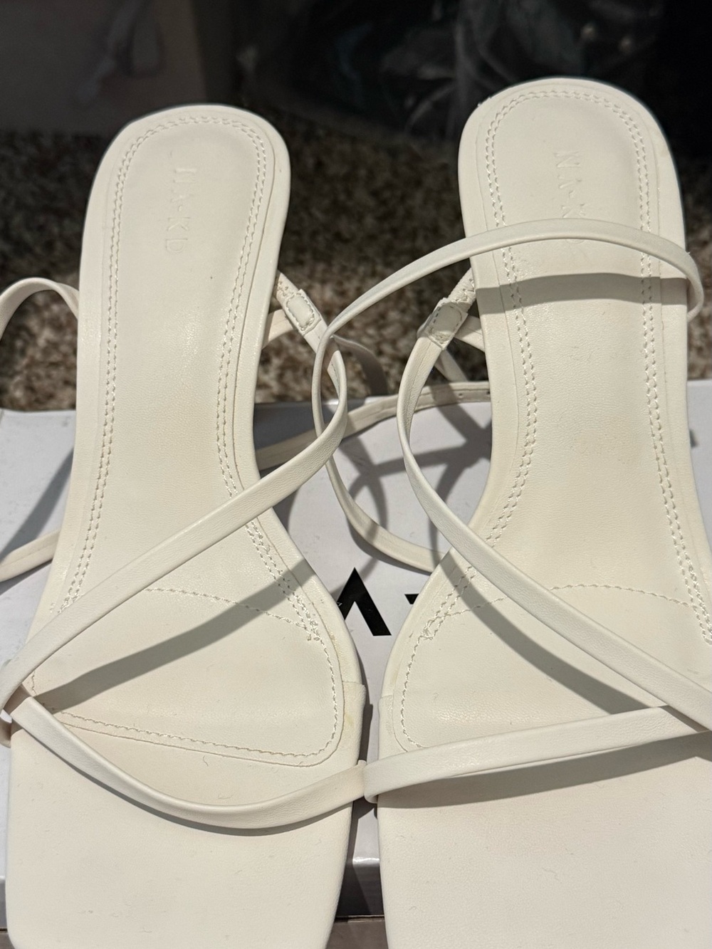Minimal White Strappy Heeled Sandals - Sleek Square Toe